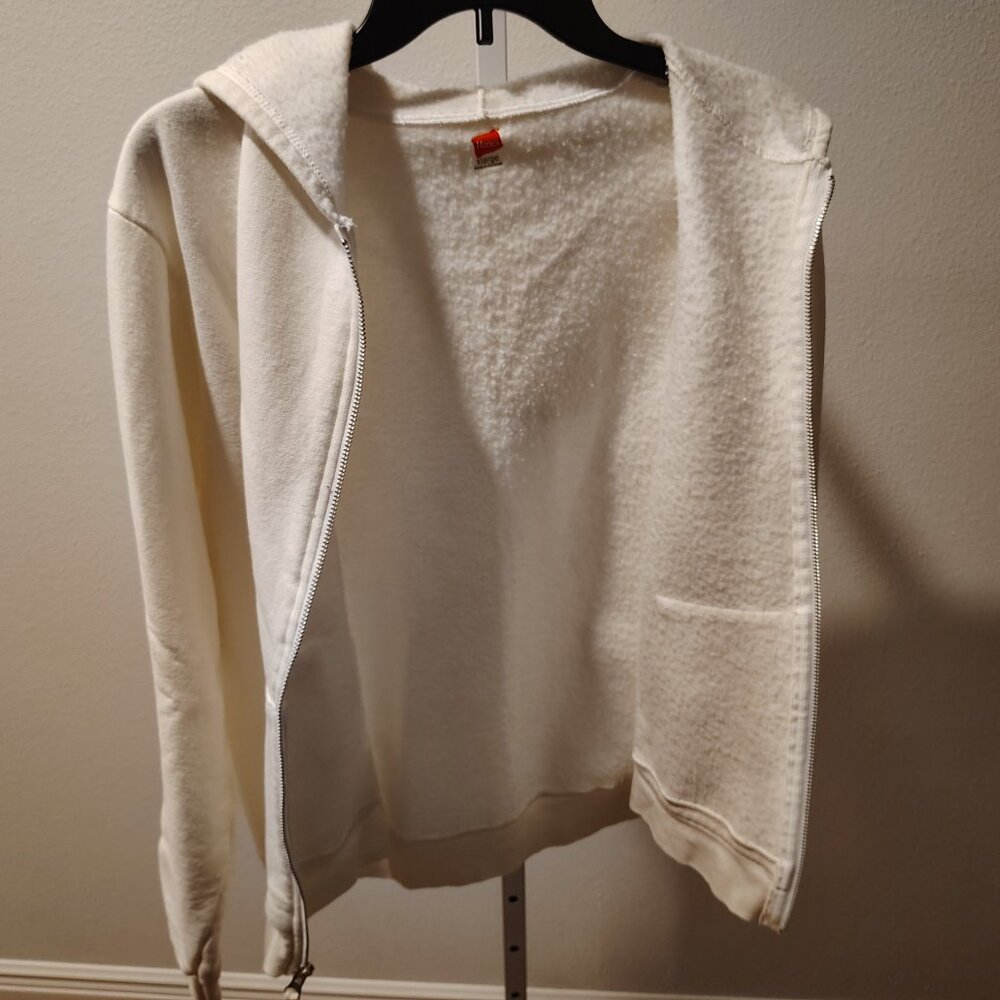 Hanes Women's White Hoodie Hooded Jacket Size XL Full Zipper in Front - Picture 7 of 11